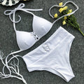 High waisted white Tie up swimsuit