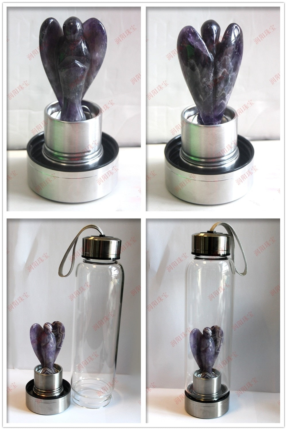 Natural Angel Crystal Water Bottles - Hand Carved