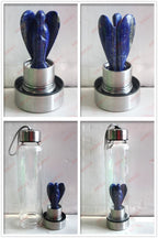 Hand-carved Natural Angel Crystal Water Bottle by 64b136-1e, showcasing intricate angel design and clear crystal features.