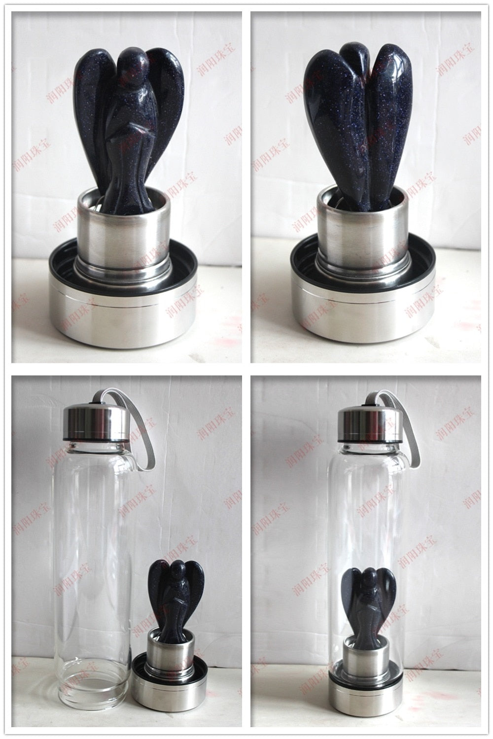 Natural Angel Crystal Water Bottles - Hand Carved