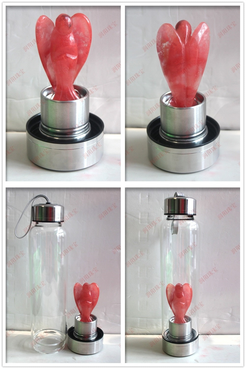 Natural Angel Crystal Water Bottles - Hand Carved