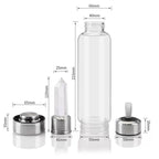 Clear natural crystal water bottle from 64b136-1e with a sleek, transparent design and a secure lid for pure hydration.