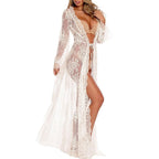 White lace cardigan tunic from 64b136-1e, featuring delicate lace details and a flowy, lightweight top for elegant style.
