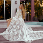 White lace cardigan tunic from 64b136-1e, lightweight tops with intricate lace details and long sleeves.