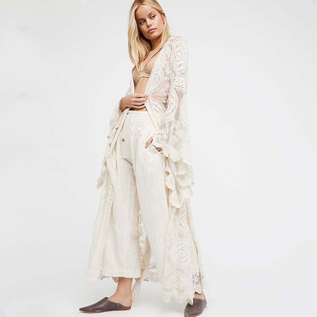 White Lace Kimono Slip Dress