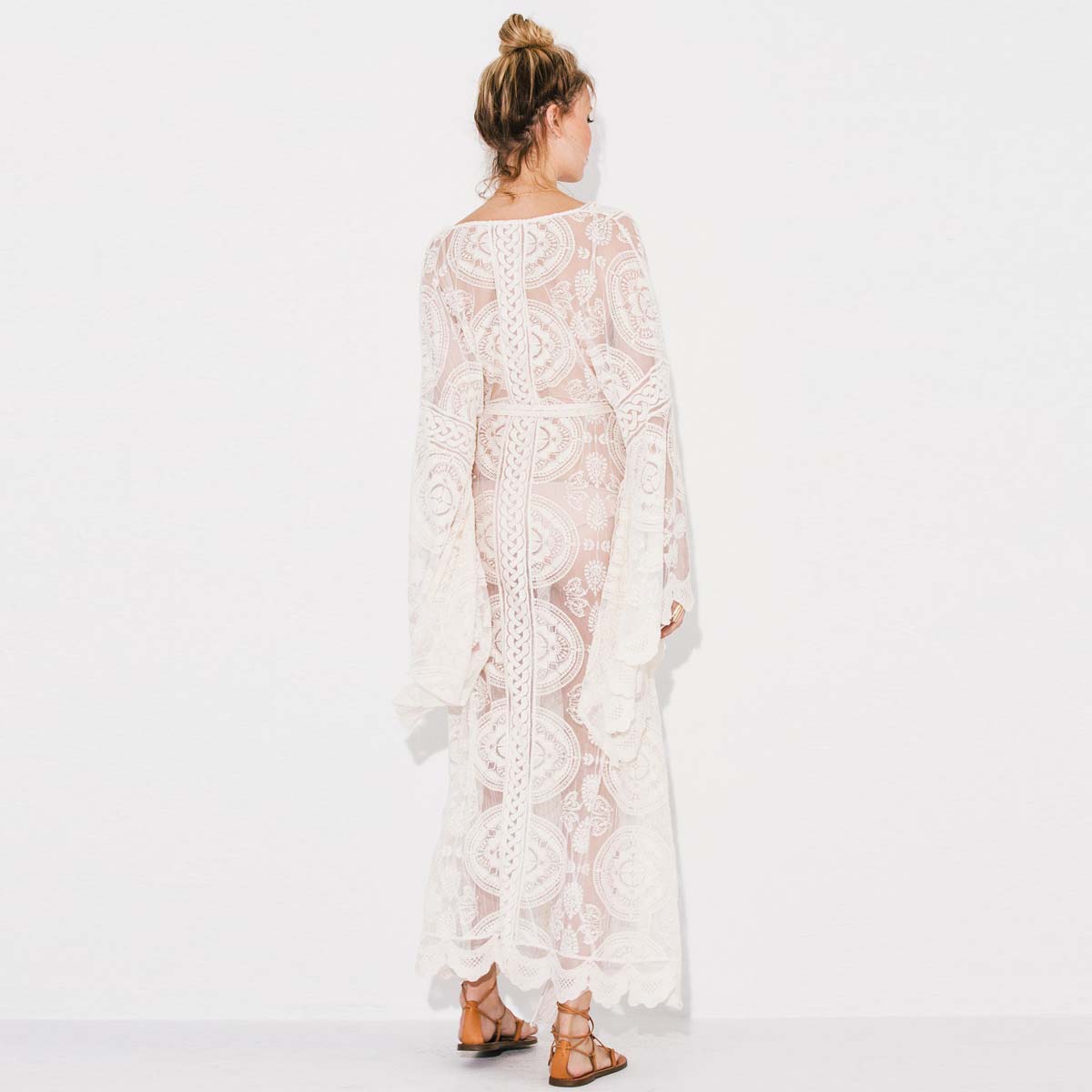 White Lace Kimono Slip Dress