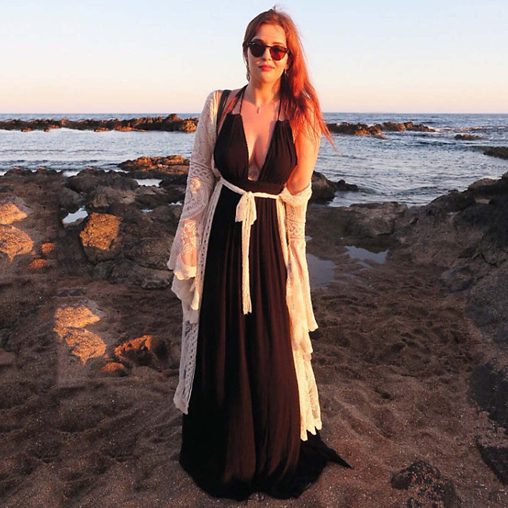 White Lace Kimono Slip Dress