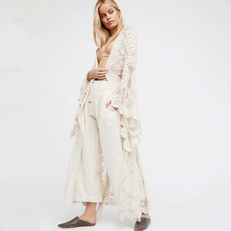 White Lace Kimono Slip Dress