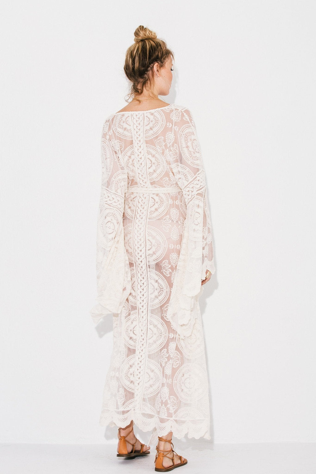 White Lace Kimono Slip Dress