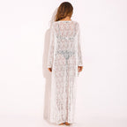 White lace kimono cardigan from 64b136-1e, lightweight tops with delicate lace details, perfect for layering and stylish looks.