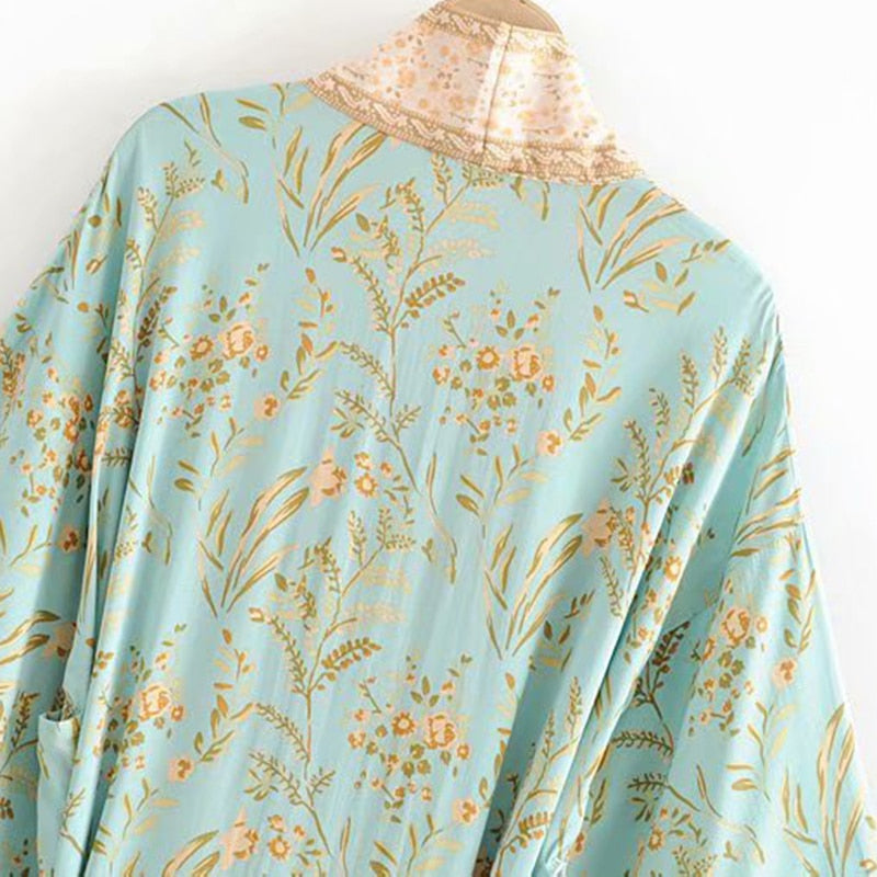 Boho Chic Turquoise Kimono
