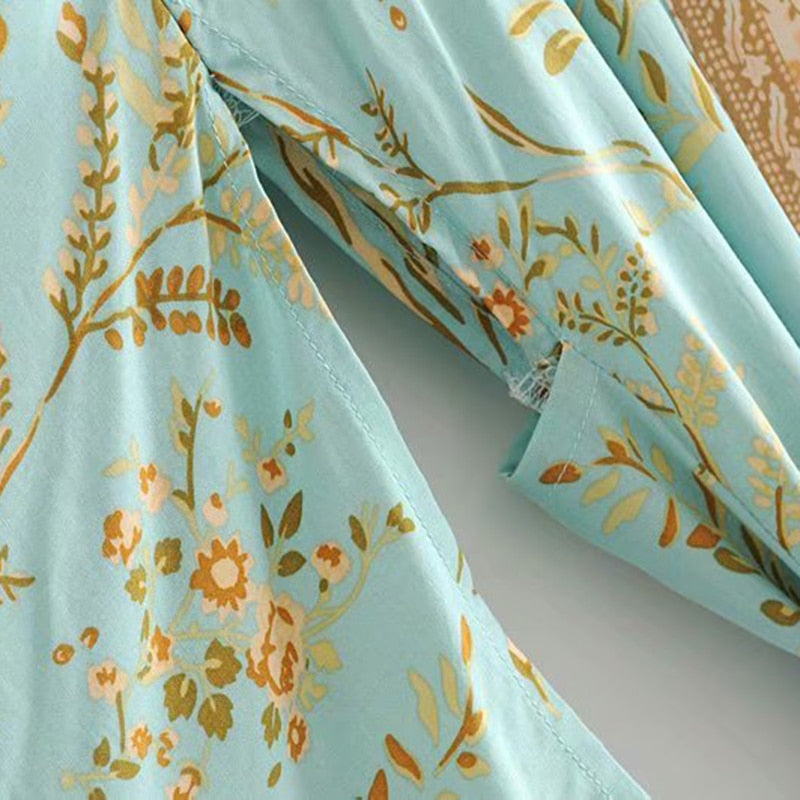 Boho Chic Turquoise Kimono