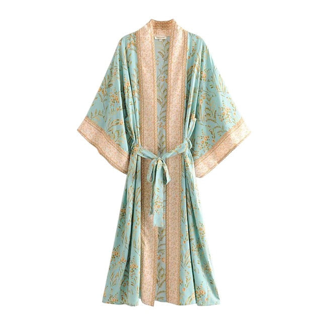 Boho Chic Turquoise Kimono