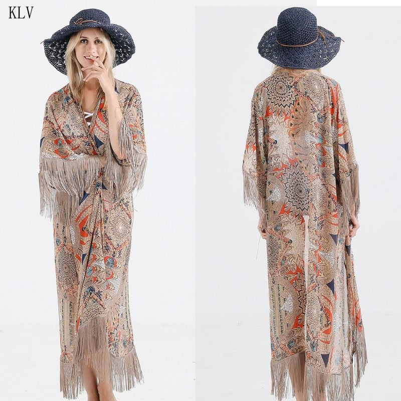Fringed Tassels Kimono Bikini Cover