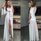 64b136-1e swimwear cover-up kimono tunic in five colors, lightweight and stylish for beach or poolside wear.