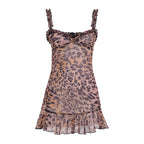 Pura Cheetah Patterned Chiffon Mini Dress