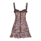 Pura Cheetah Patterned Chiffon Mini Dress