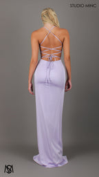 Bloom - Lavender Purple Formal dress | Plunge V neckline draping floral pearl detail