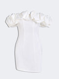 Satin Ruffled Strapless Mini Dress