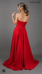 SWEETHEART - Red Strapless Formal dress with Corset & Full Circle Skirt