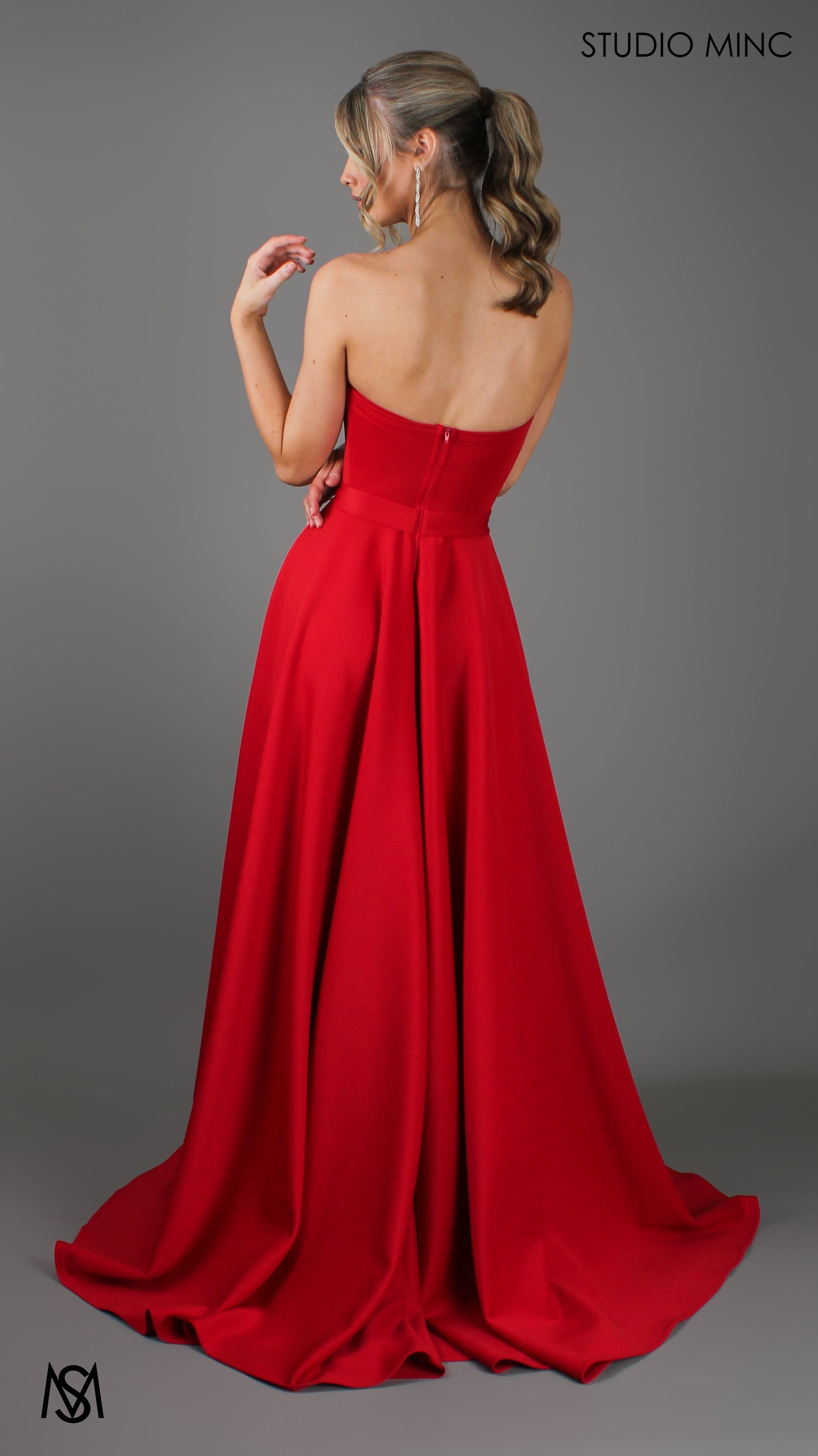 SWEETHEART - Red Strapless Formal dress with Corset & Full Circle Skirt