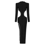 Royal Radiance O-Neck Cutout Maxi Dress