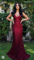 Jasmine - Maroon Red formal dress | lace V neckline fitted mermaid lace up