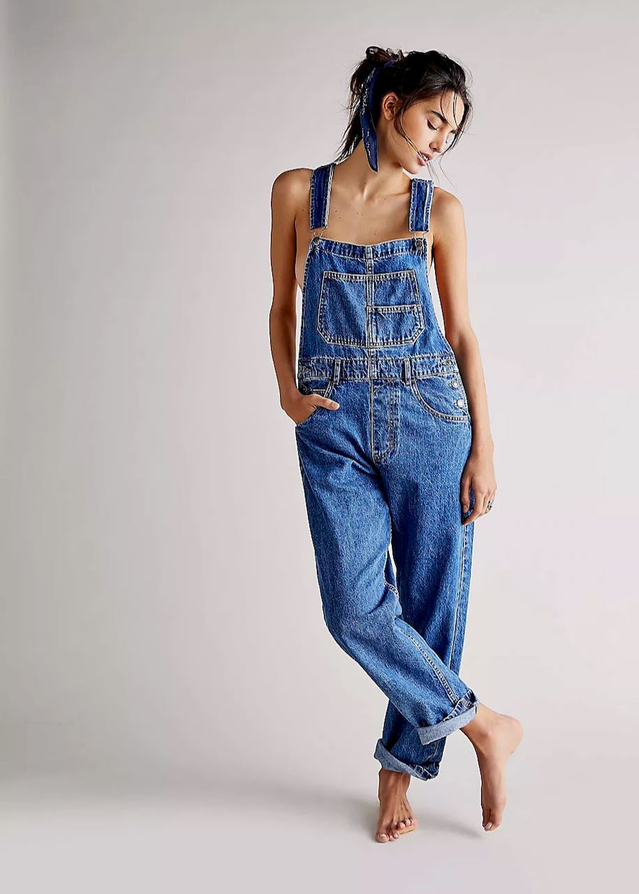 Ziggy Denim Overall Sapphire Blue Jeans Dungarees by Free People
