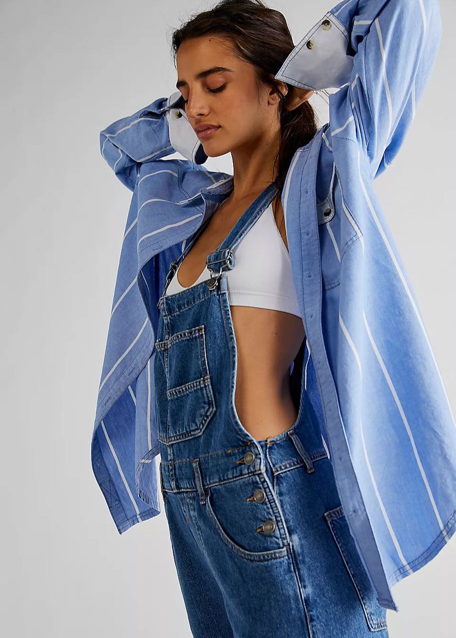 Ziggy Denim Overall Sapphire Blue Jeans Dungarees by Free People