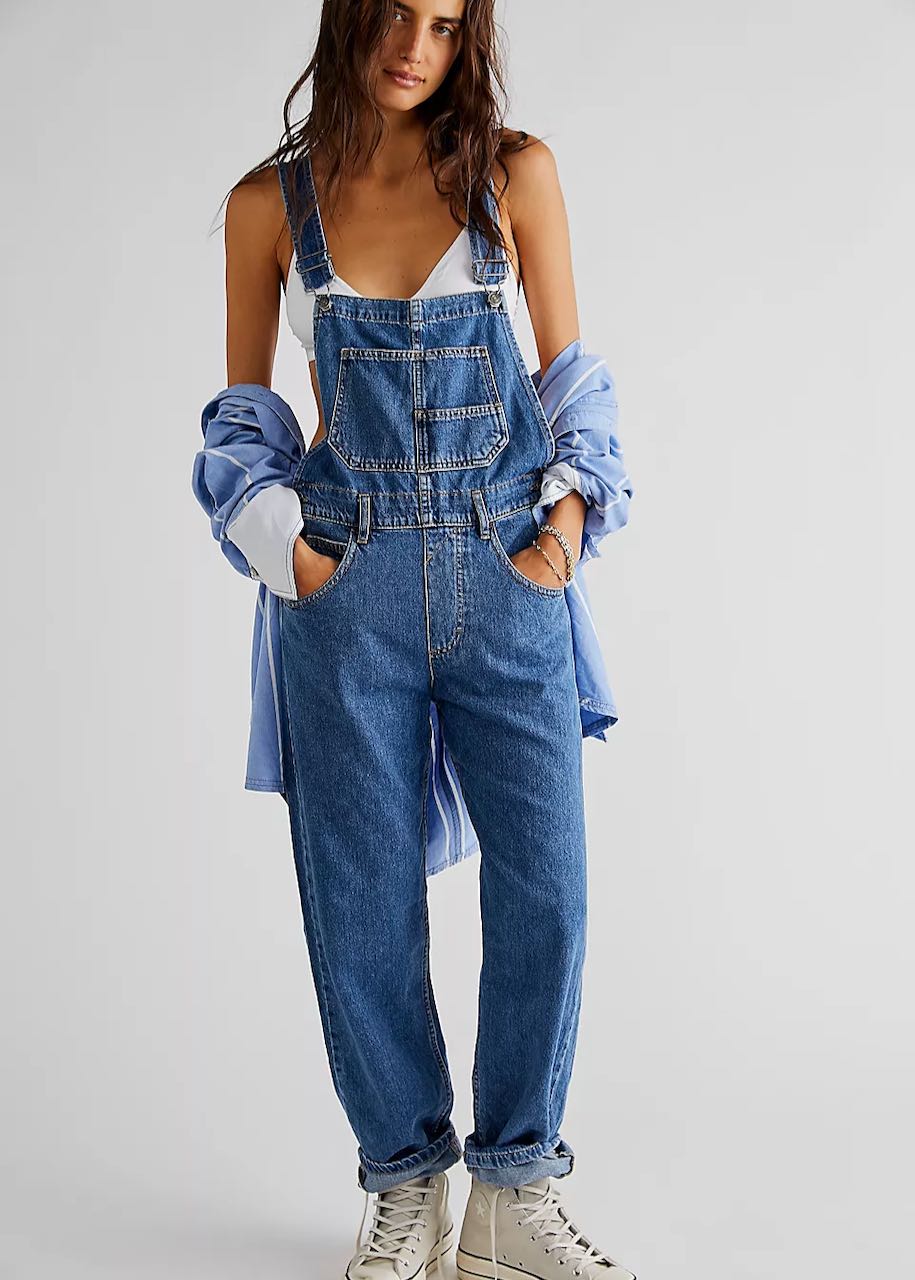 Ziggy Denim Overall Sapphire Blue Jeans Dungarees by Free People