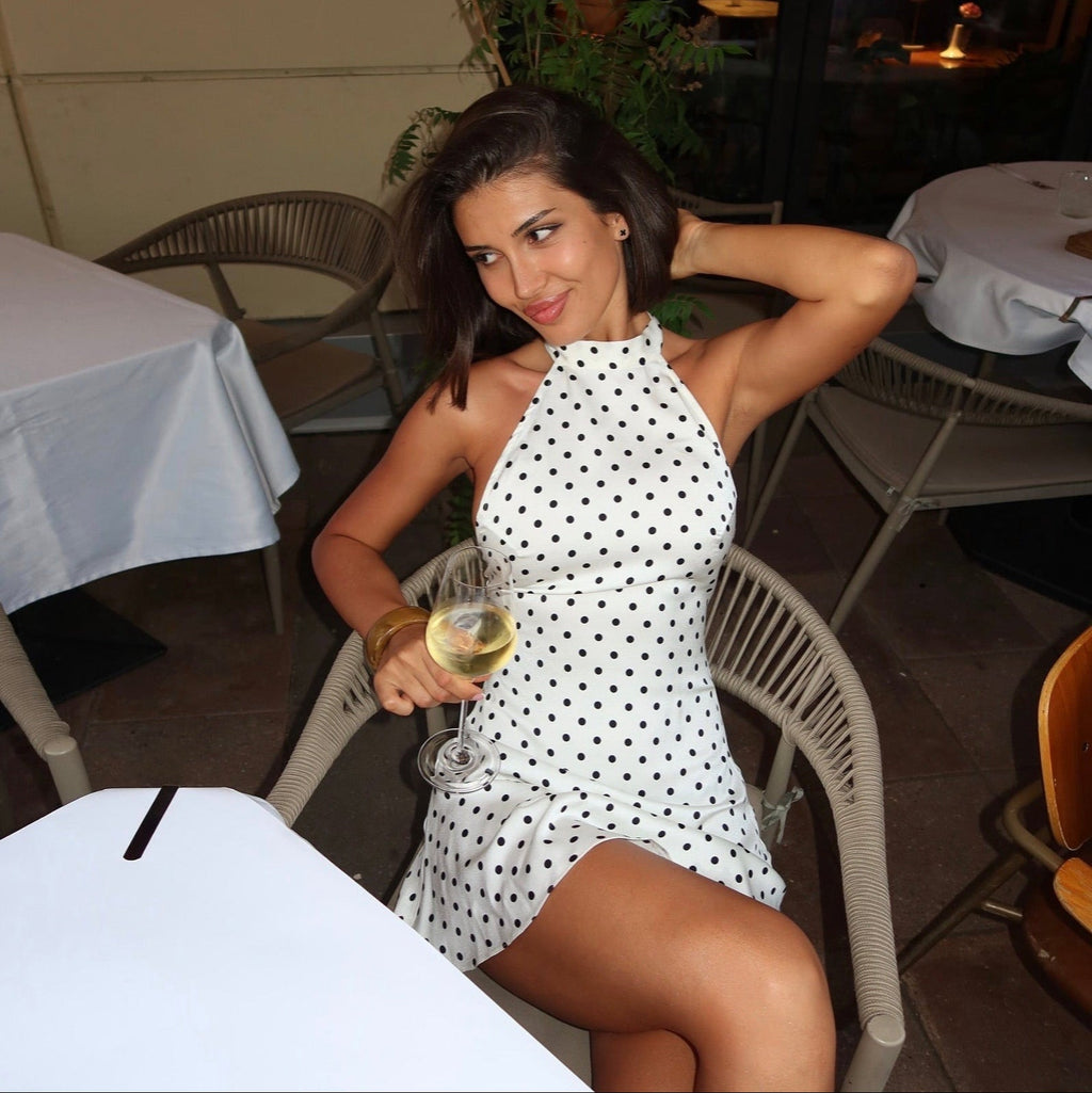 Secret Notes White Halter Mini Dress