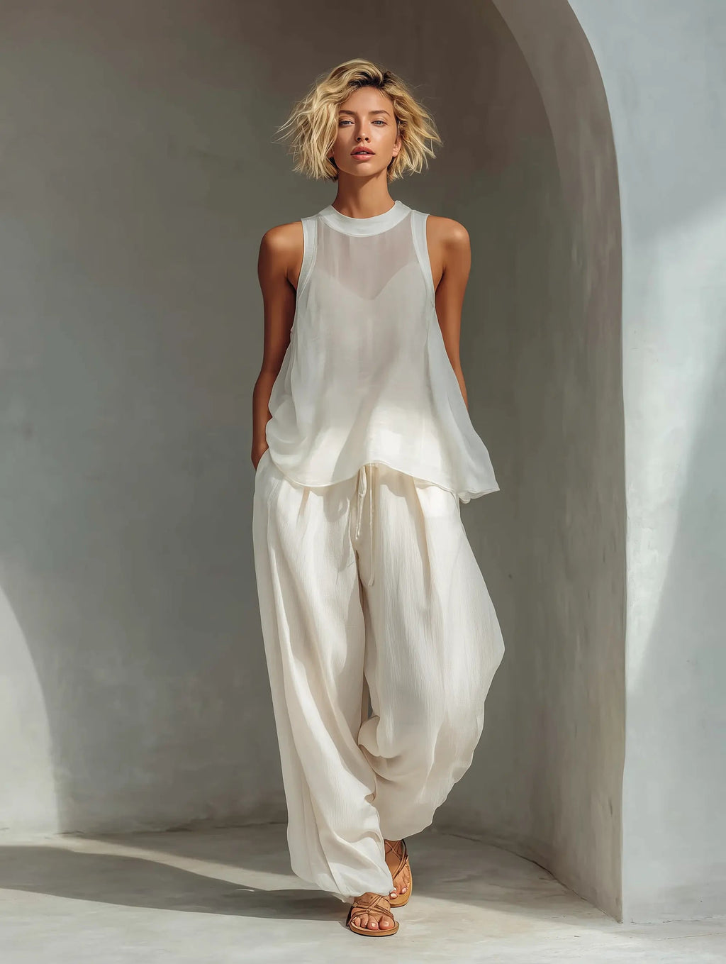 Chloe | Chiffon Top Wide-Leg Pants Set