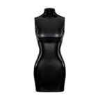 Signal Faux Leather High Neck Mini Dress