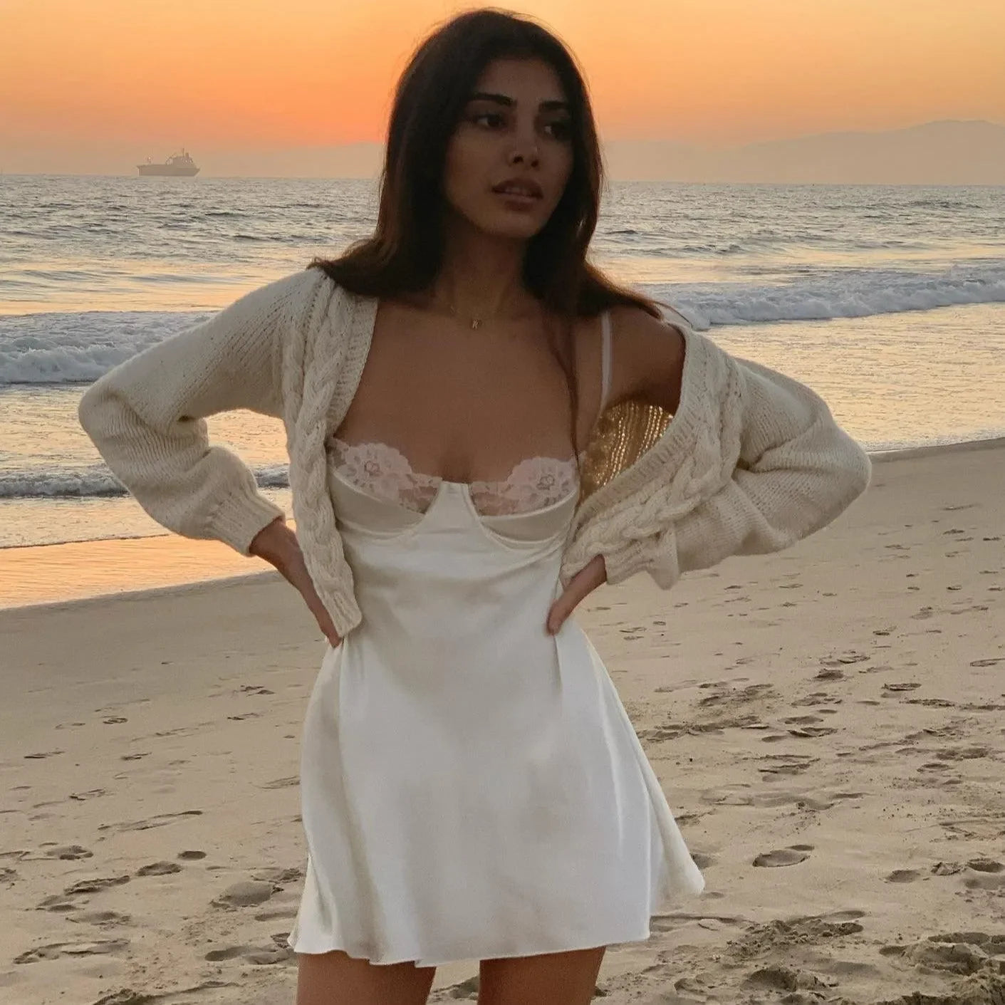 Silk Route  Lace Cup White Mini Dress