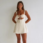 Summer Afternoon Satin Ivory Mini Dress