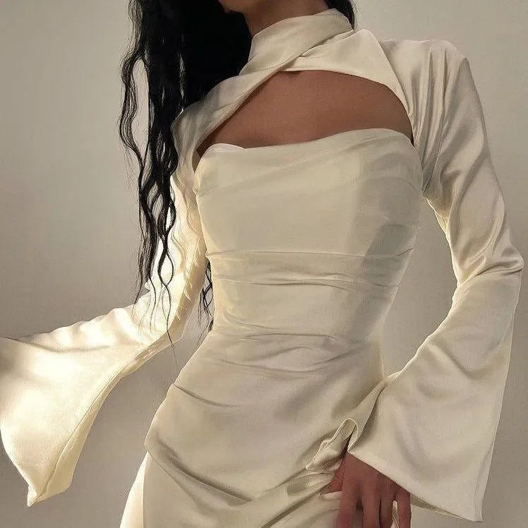 Swan Backless Halter Mini Dress