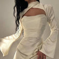 Swan Backless Halter Mini Dress
