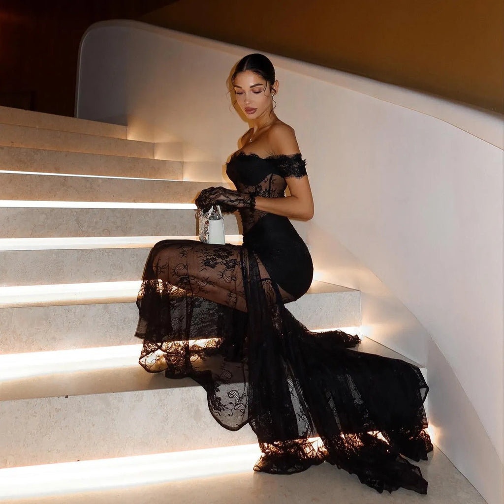 Sweet Intentions Lace Maxi Dress with Gloves