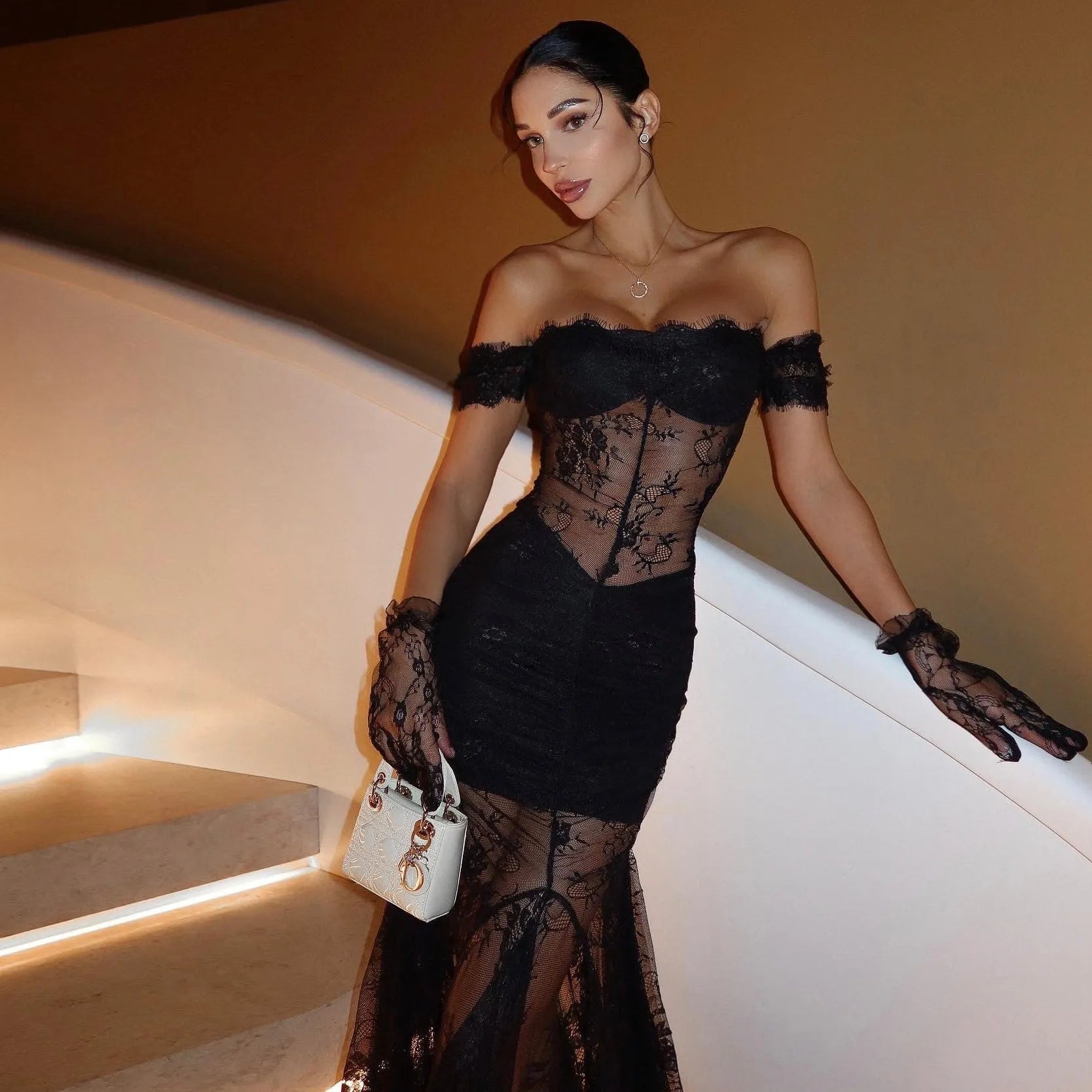 Sweet Intentions Lace Maxi Dress with Gloves
