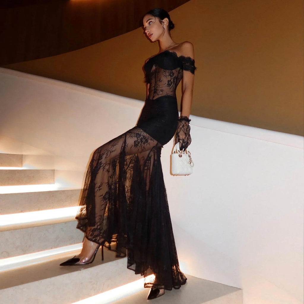Sweet Intentions Lace Maxi Dress with Gloves