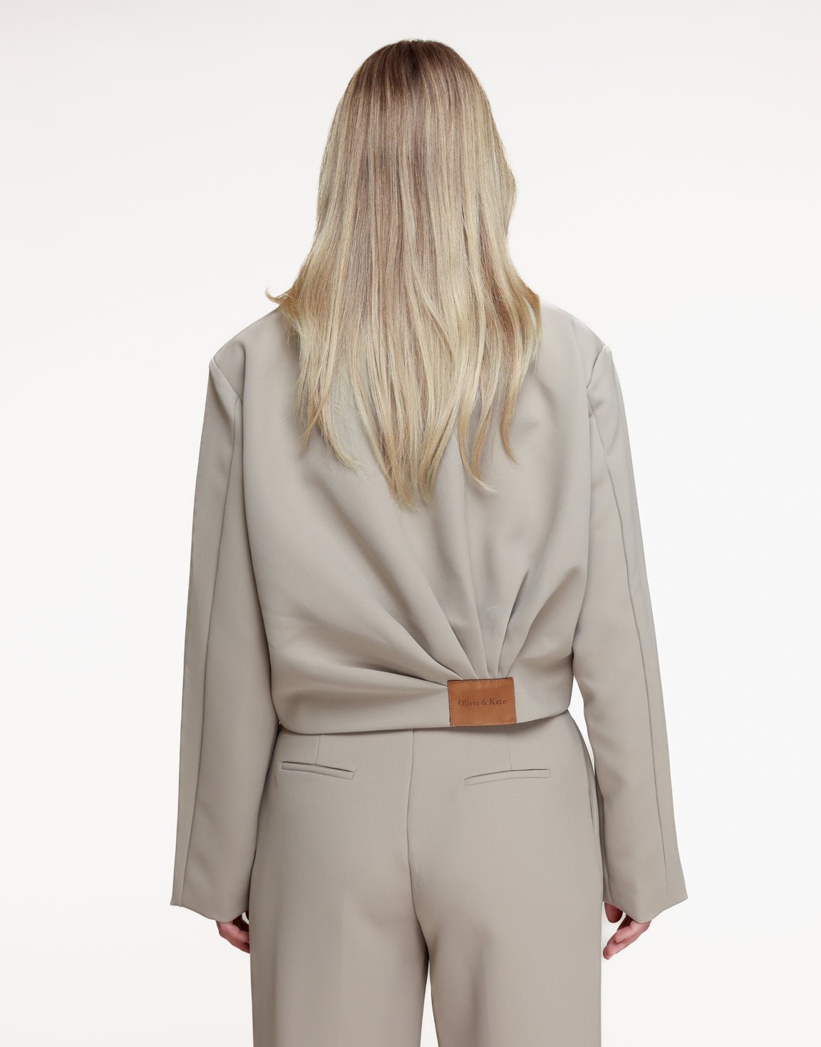 Taupe Premium Achterkant Detail - Jas