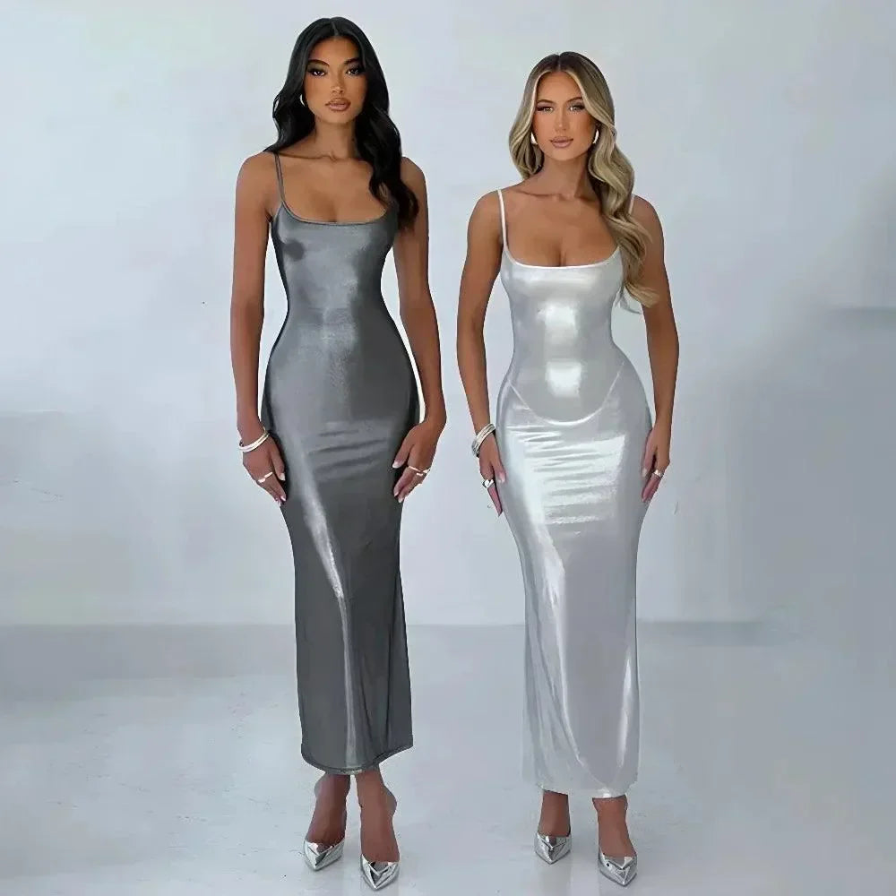 The Language Of Love Metallic White Maxi Dress