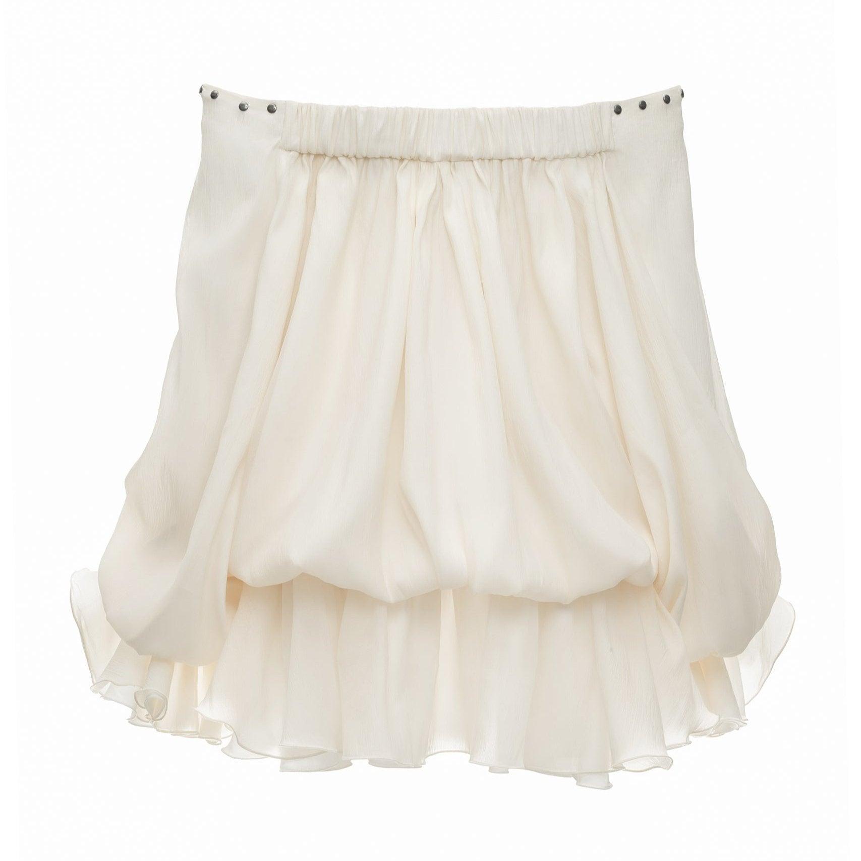 Tiffany Off Shoulder Lace Up Ivory Mini Dress