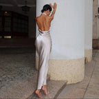 To My Heart Satin Backless Maxi Dress