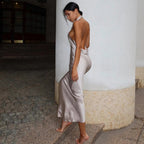 To My Heart Satin Backless Maxi Dress