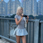 Trust Issues Polo Style Knitted Gray Mini Dress
